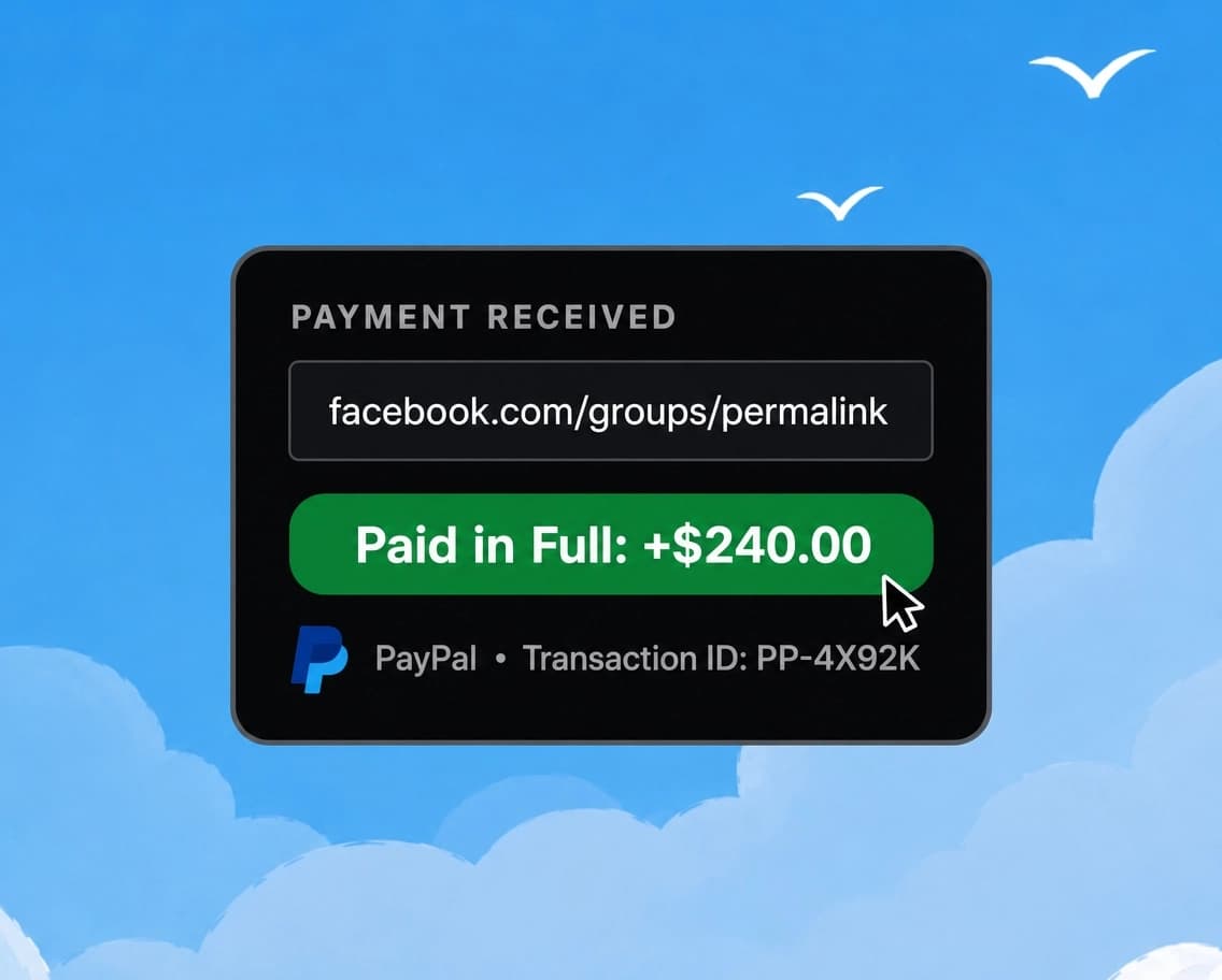 Step 4: Publish sponsored post and receive payout Submitting live Facebook post link to verify campaign publication and receive instant creator payouts